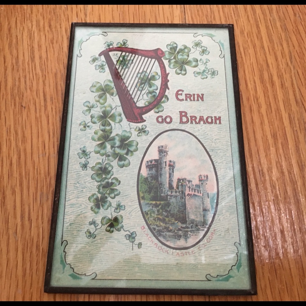 Vintage Irish ☘️ post card framed in glass.